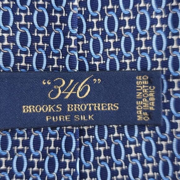 NWT BROOKS BROTHERS 346 SILK CHAIN LINK MEN'S TIE NAVY BLUE OFFICE WORK - Picture 4 of 6